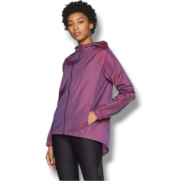 UNDER ARMOUR Women's Storm Iridescent Woven Graphic Warm-up Top - M Purple - Picture 1 of 16